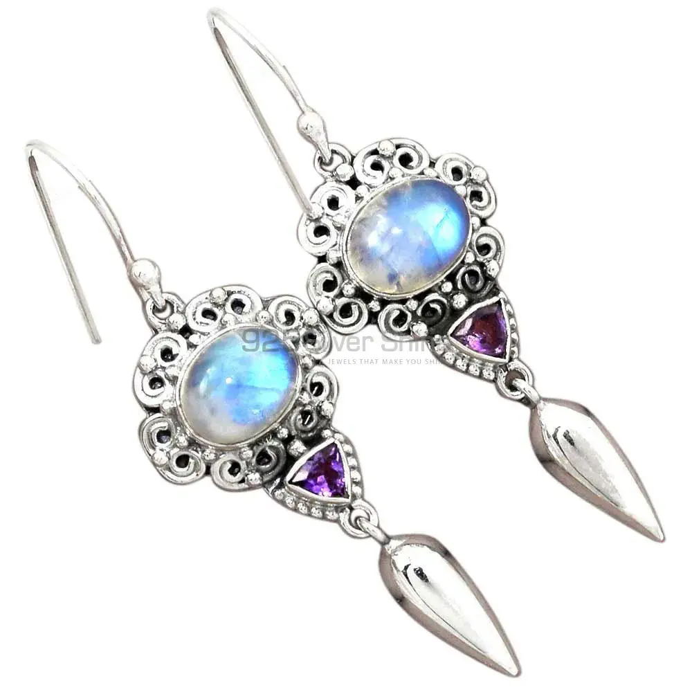925 Sterling Silver Earrings In Genuine Multi Gemstone 925SE2438_2