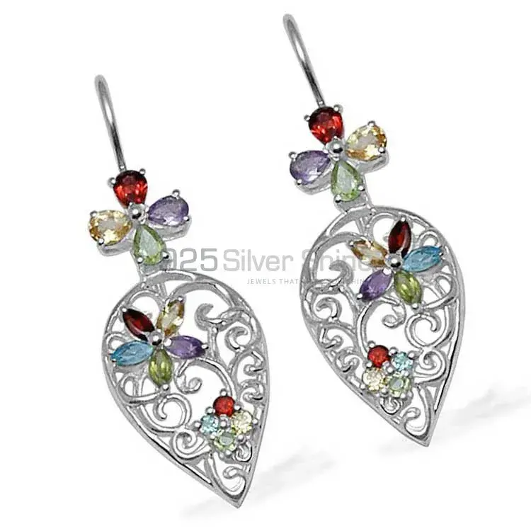 925 Sterling Silver Earrings Exporters In Genuine Multi Gemstone 925SE723_0