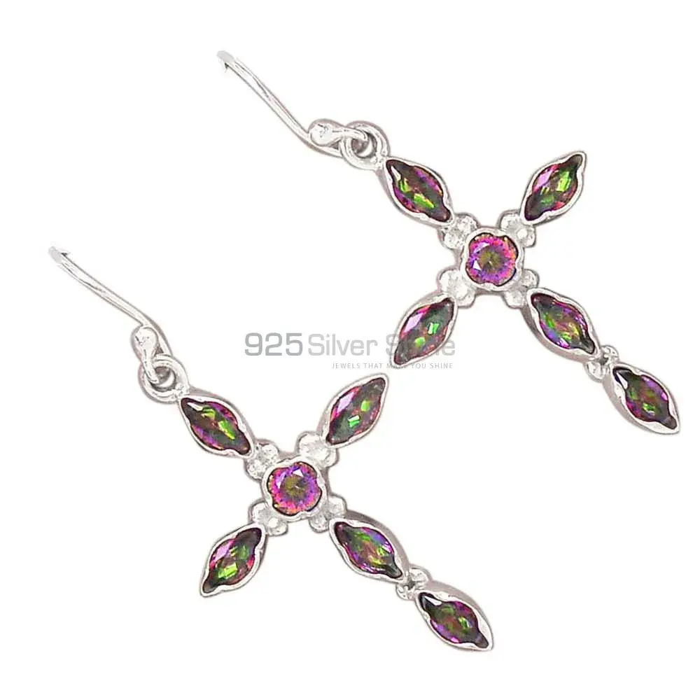 925 Sterling Silver Earrings In Genuine Mystic Topaz Gemstone 925SE2835_0
