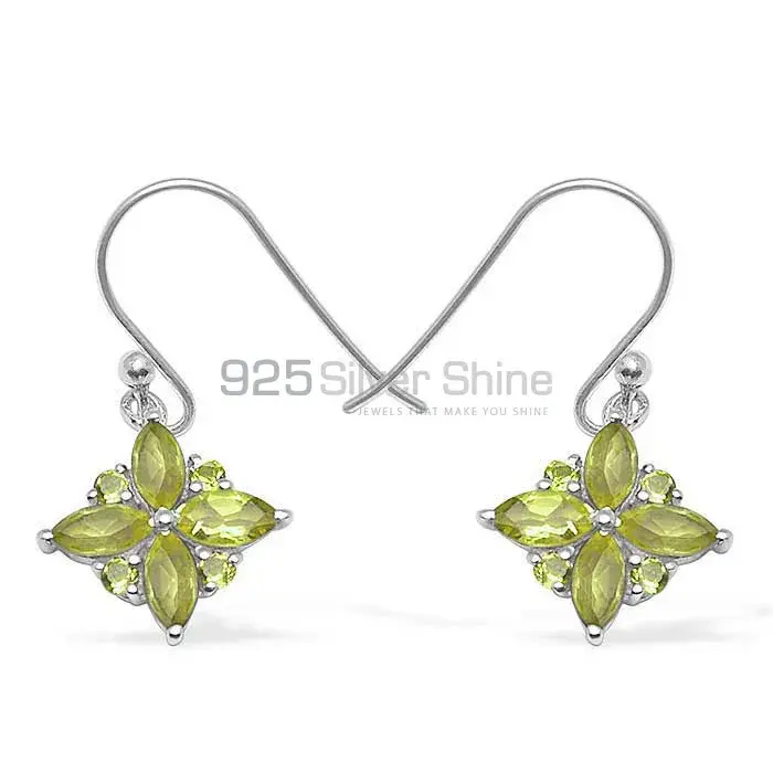 925 Sterling Silver Earrings Exporters In Genuine Peridot Gemstone 925SE1039