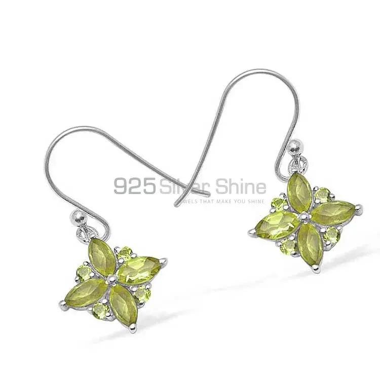 925 Sterling Silver Earrings In Genuine Peridot Gemstone 925SE1039_0