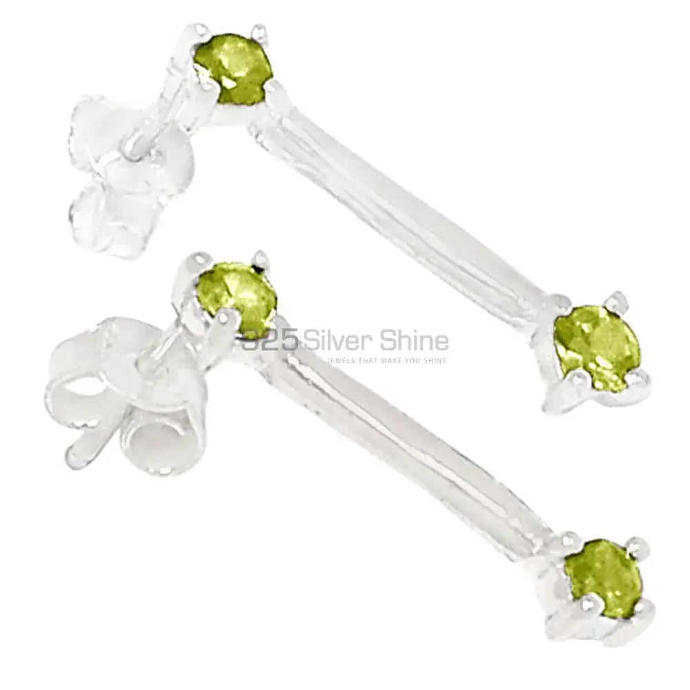 925 Sterling Silver Earrings Exporters In Genuine Peridot Gemstone 925SE644