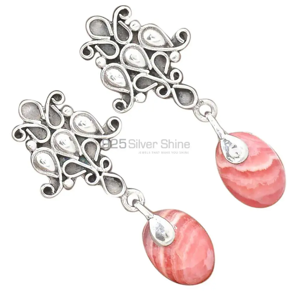 925 Sterling Silver Earrings Exporters In Genuine Rhodochrosite Gemstone 925SE2043_1