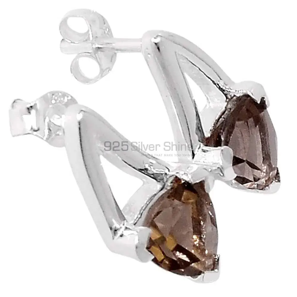 925 Sterling Silver Earrings Exporters In Genuine Smoky Quartz Gemstone 925SE407