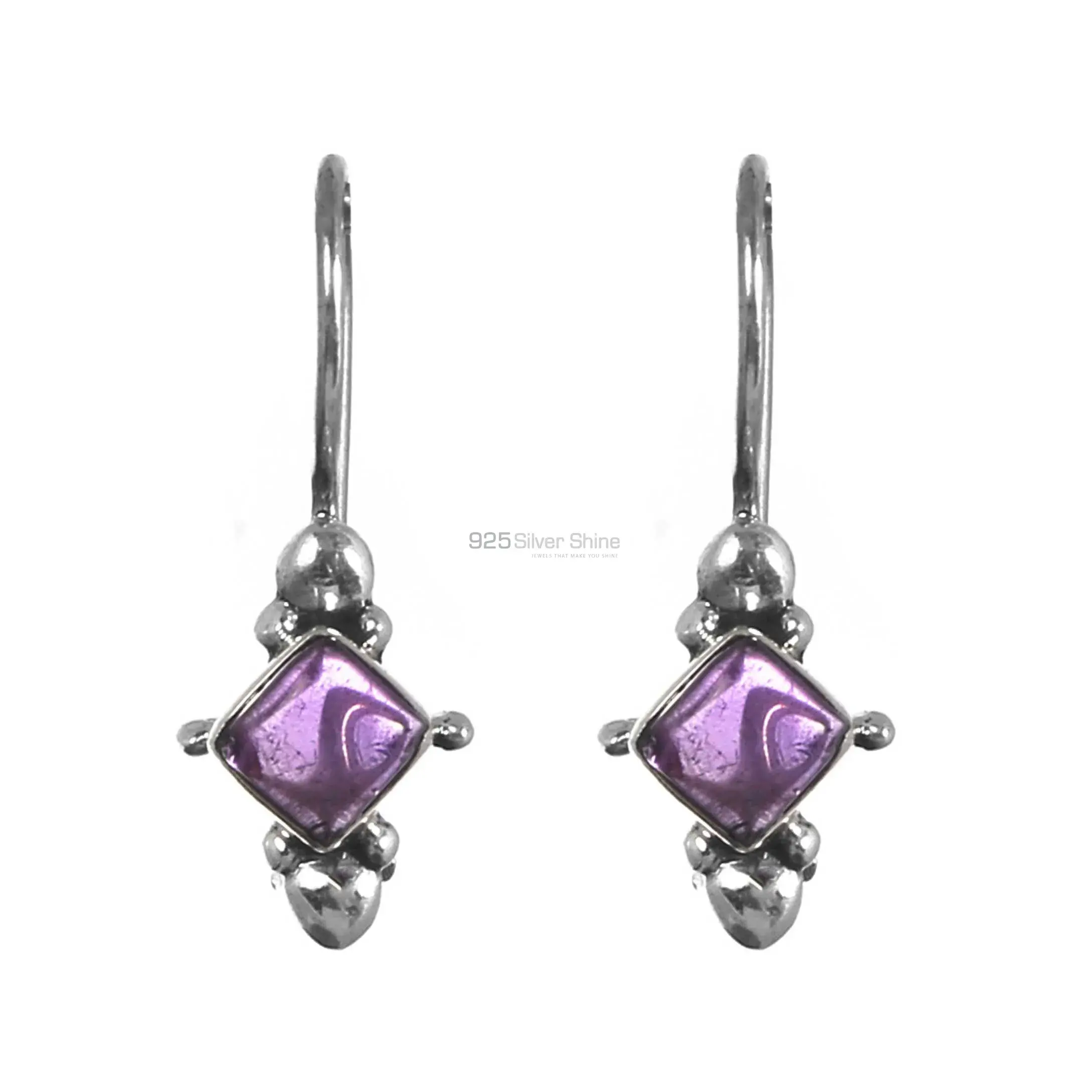 925 Sterling Silver Earrings In Natural Amethyst Gemstone 925SE247_1