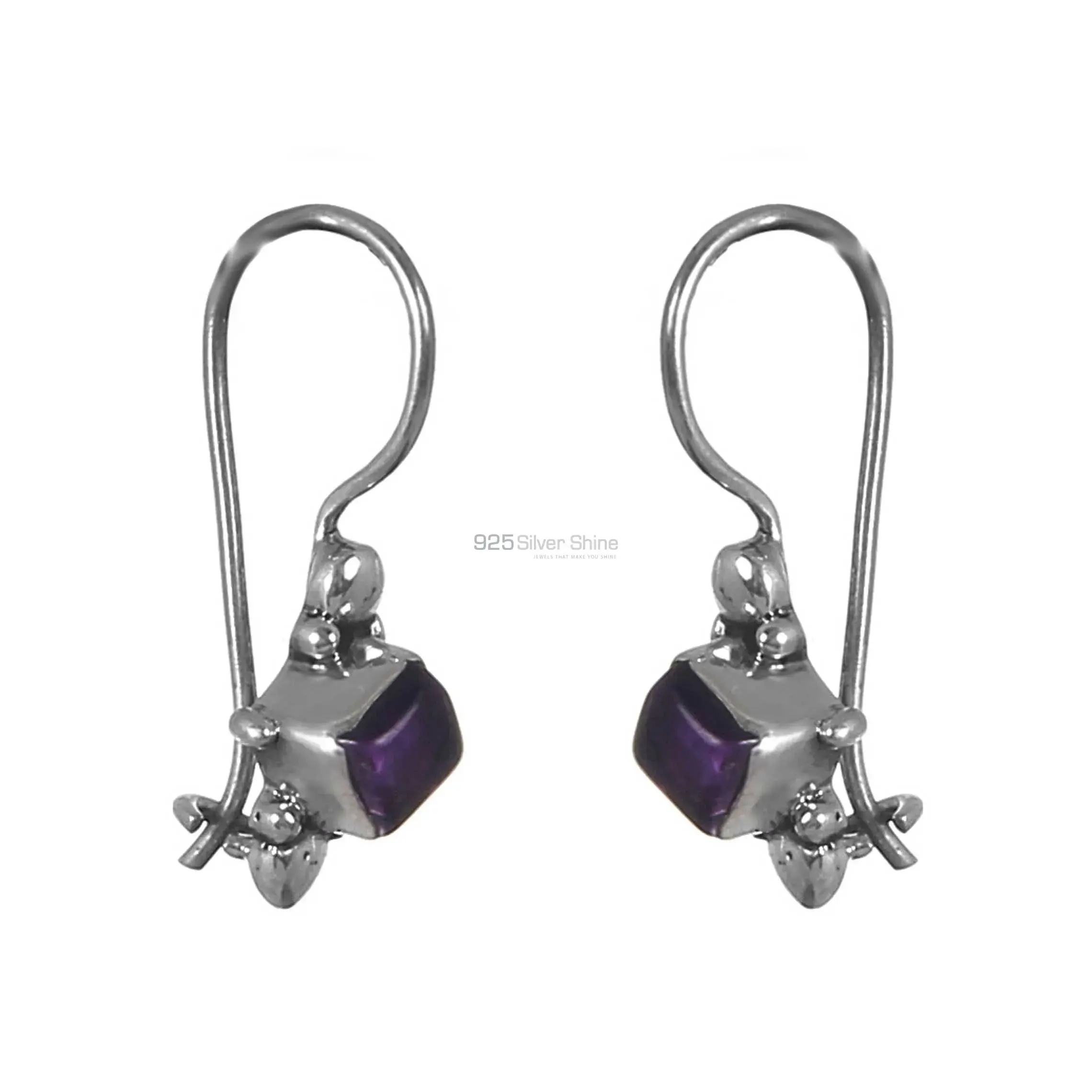 925 Sterling Silver Earrings In Natural Amethyst Gemstone 925SE247_2