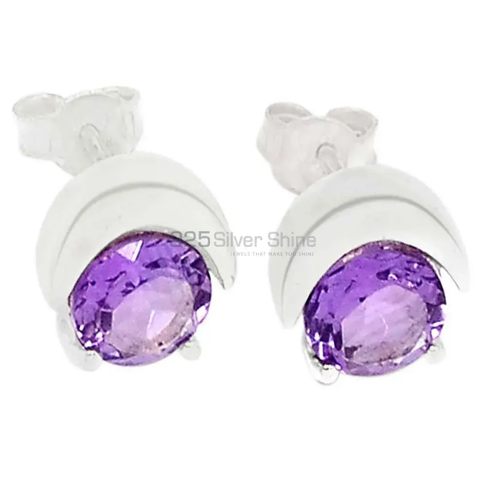 925 Sterling Silver Earrings Exporters In Natural Amethyst Gemstone 925SE326