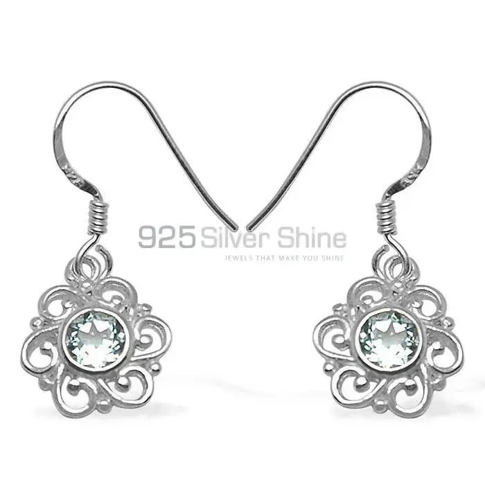 925 Sterling Silver Earrings In Natural Blue Topaz Gemstone 925SE800_0
