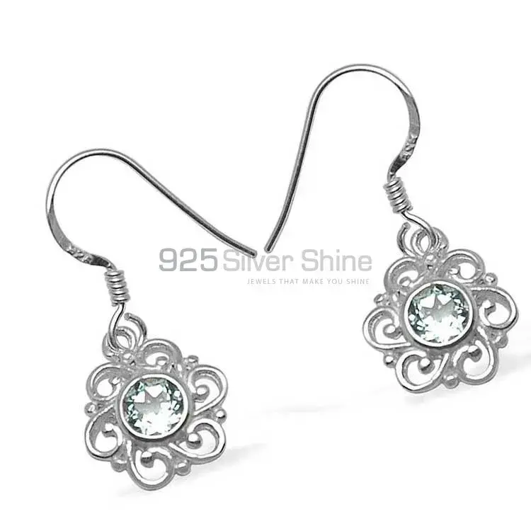 925 Sterling Silver Earrings In Natural Blue Topaz Gemstone 925SE800_1