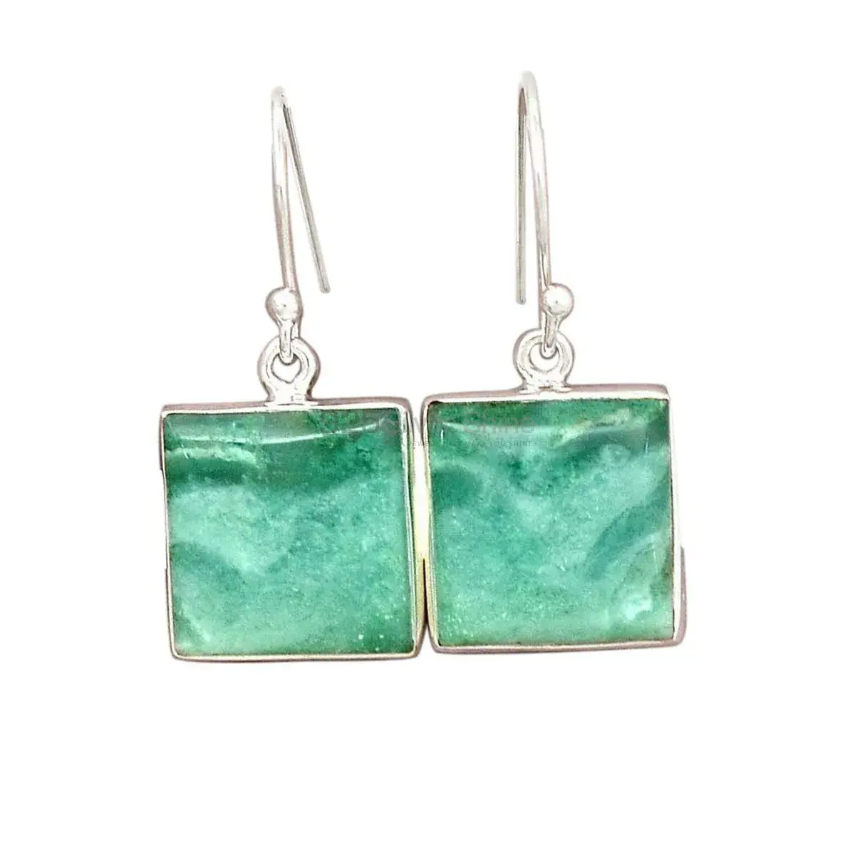 925 Sterling Silver Earrings In Natural Chrysoprase Gemstone 925SE2278