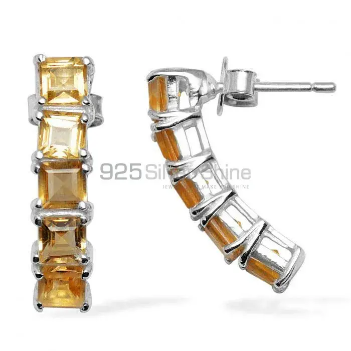 925 Sterling Silver Earrings In Natural Citrine Gemstone 925SE958_0