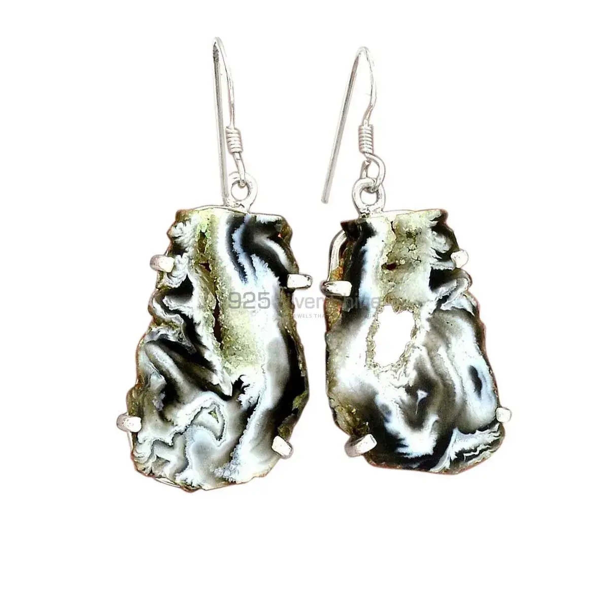 925 Sterling Silver Earrings Exporters In Natural Geode Druzy Gemstone 925SE2199
