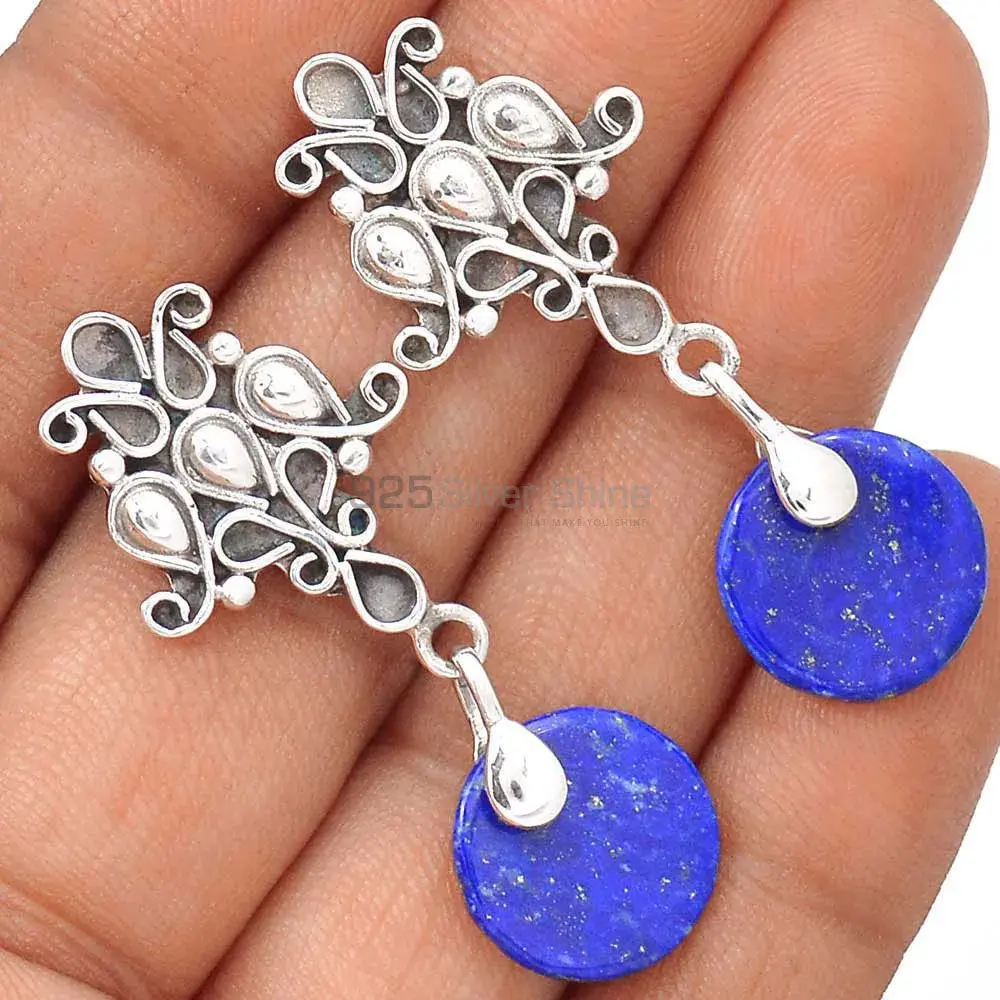 925 Sterling Silver Earrings Exporters In Natural Lapis Gemstone 925SE2041_0