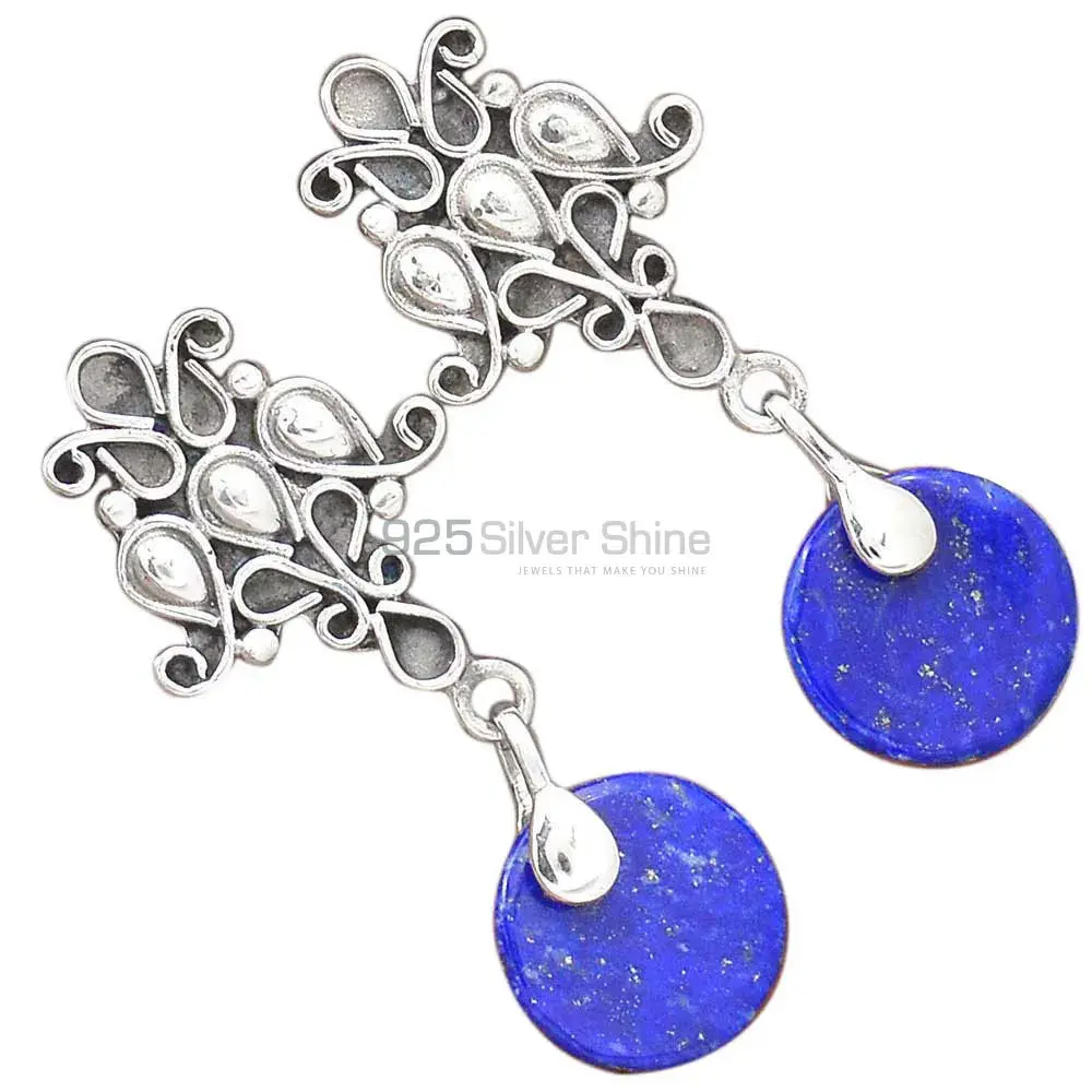 925 Sterling Silver Earrings Exporters In Natural Lapis Gemstone 925SE2041_1