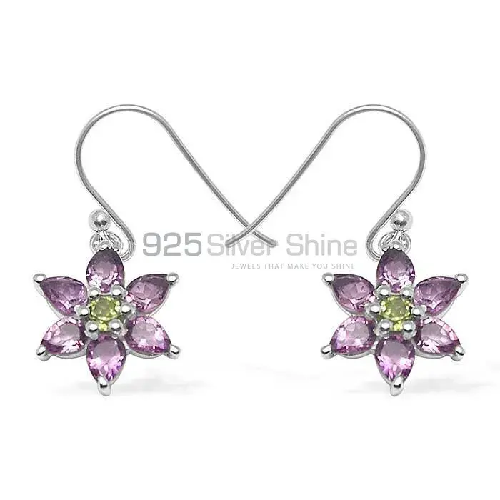 925 Sterling Silver Earrings In Natural Multi Gemstone 925SE1037