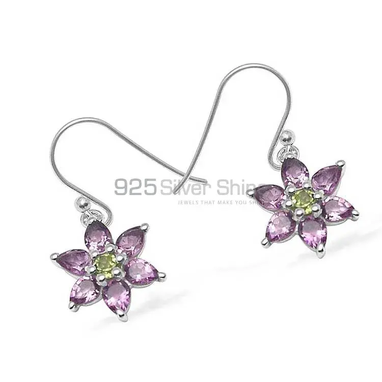925 Sterling Silver Earrings In Natural Multi Gemstone 925SE1037_0