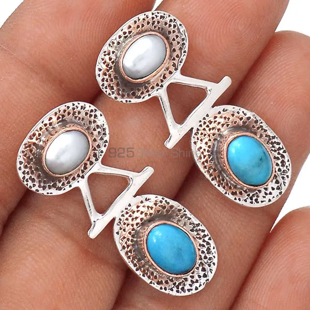 925 Sterling Silver Earrings In Natural Multi Gemstone 925SE2120_1