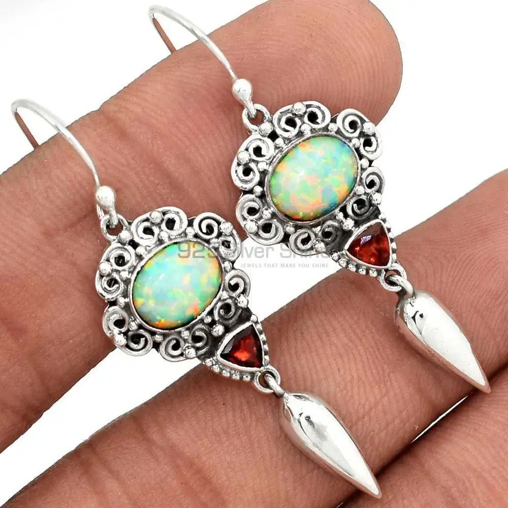 925 Sterling Silver Earrings In Natural Multi Gemstone 925SE2436_1
