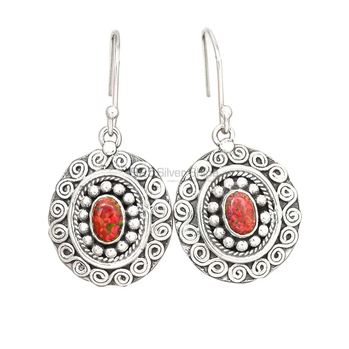 925 Sterling Silver Earrings In Natural Opal Gemstone 925SE2991_0