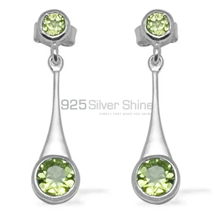 925 Sterling Silver Earrings In Natural Peridot Gemstone 925SE721_0