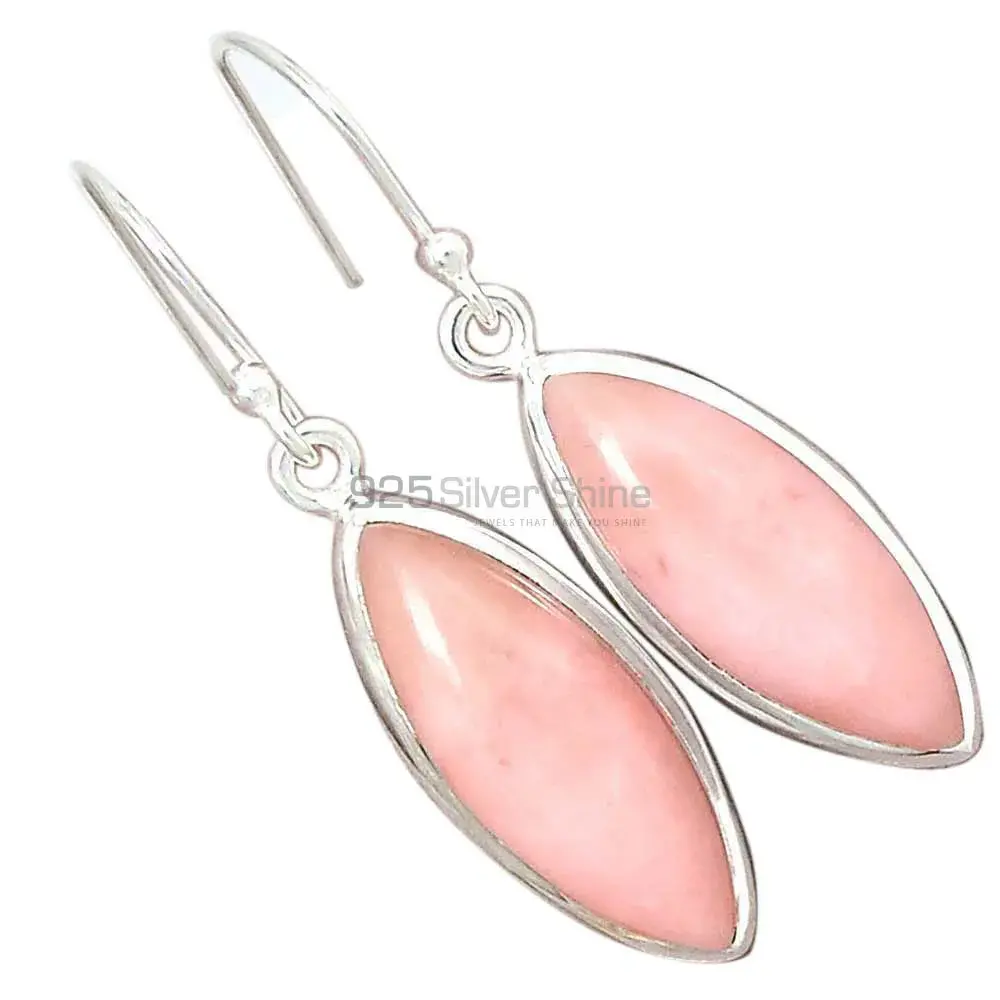 925 Sterling Silver Earrings In Natural Pink Opal Gemstone 925SE2833_0