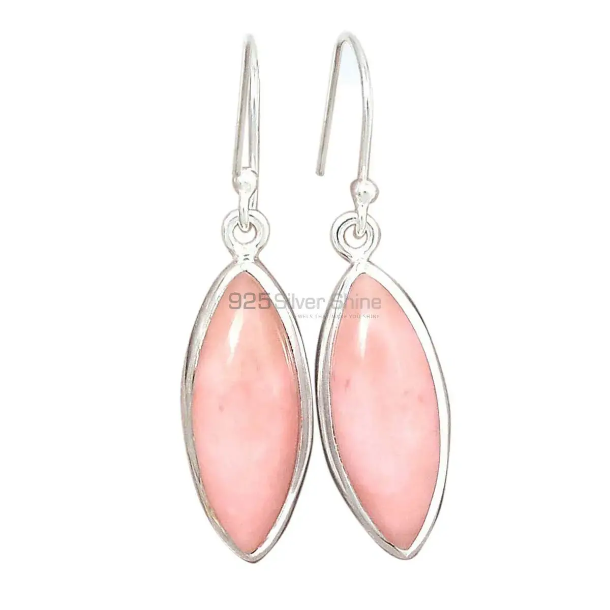 925 Sterling Silver Earrings Exporters In Natural Pink Opal Gemstone 925SE2833_0