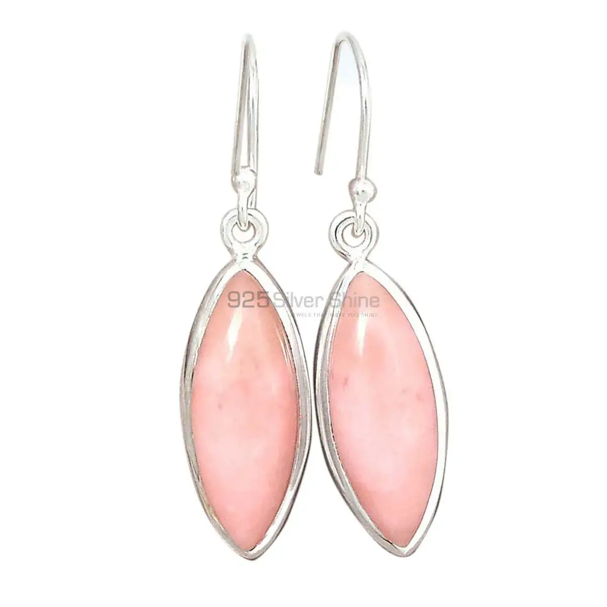 925 Sterling Silver Earrings In Natural Pink Opal Gemstone 925SE2833_1
