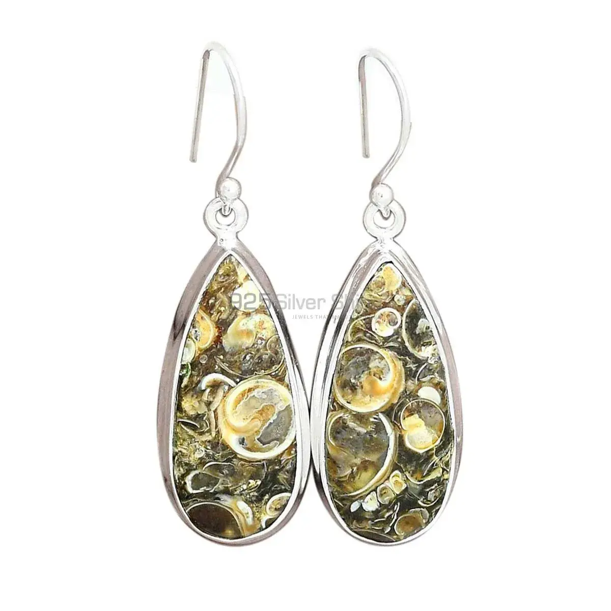 925 Sterling Silver Earrings In Natural Turtella Jasper Gemstone 925SE2594_2