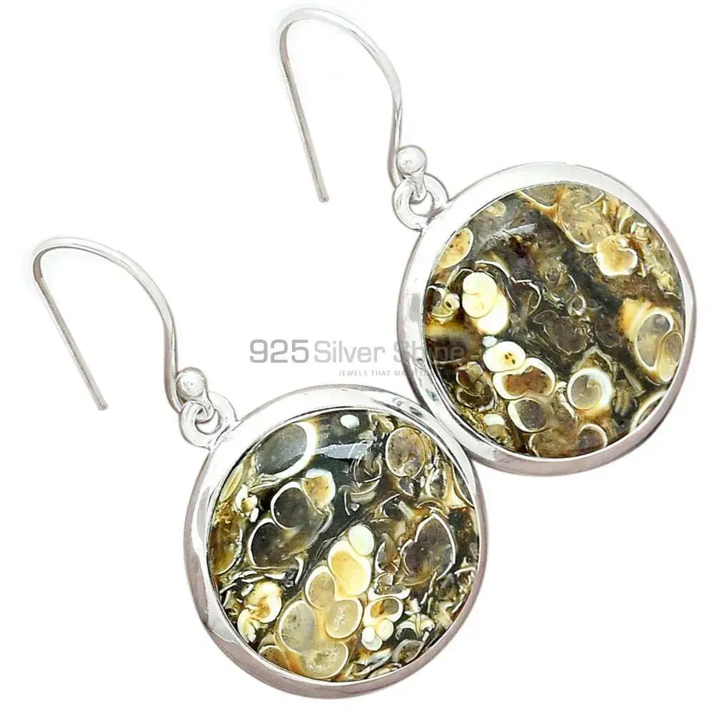 925 Sterling Silver Earrings In Natural Turtella Jasper Gemstone 925SE2594_11