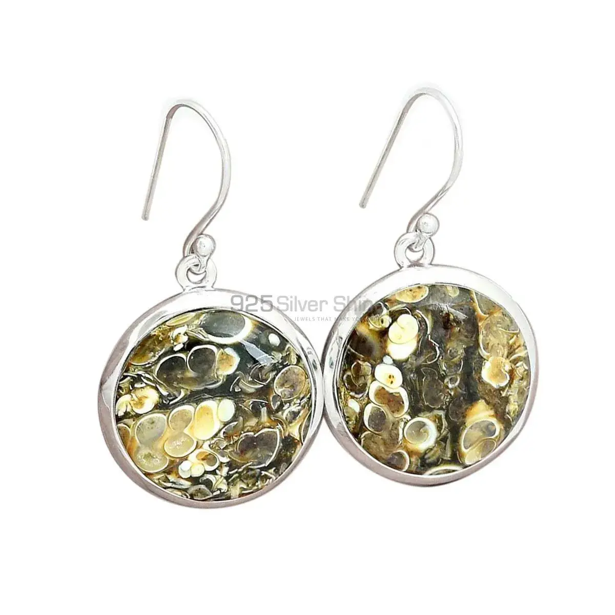925 Sterling Silver Earrings In Natural Turtella Jasper Gemstone 925SE2594_12