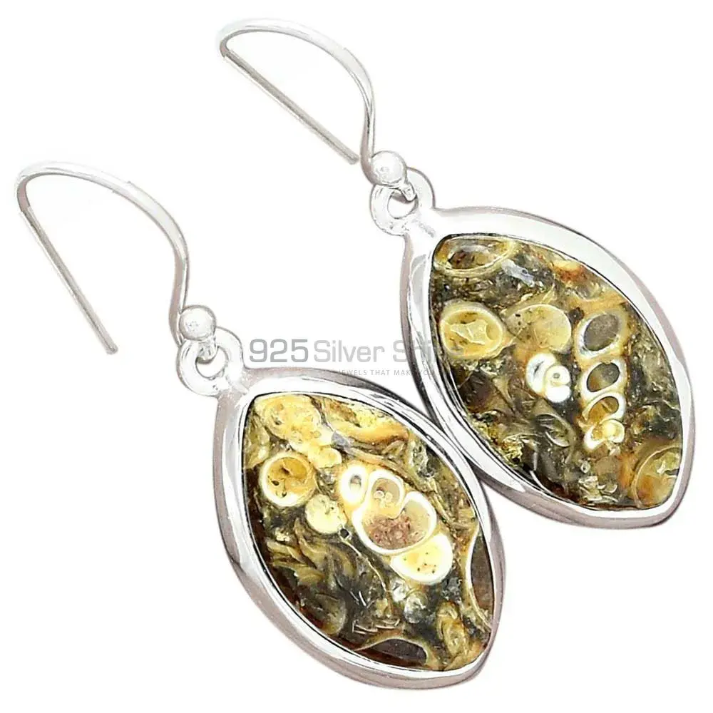 925 Sterling Silver Earrings In Natural Turtella Jasper Gemstone 925SE2594_3