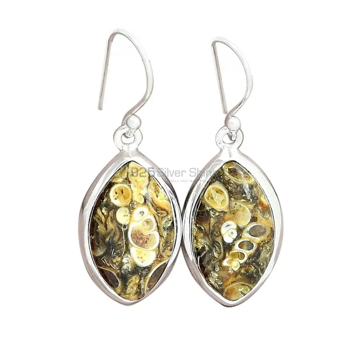 925 Sterling Silver Earrings In Natural Turtella Jasper Gemstone 925SE2594_4