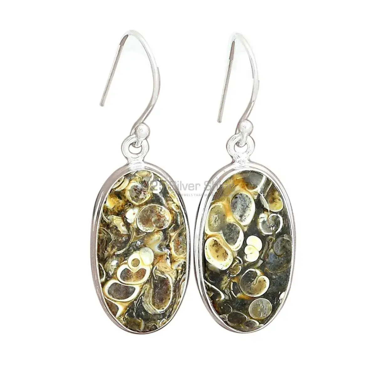 925 Sterling Silver Earrings In Natural Turtella Jasper Gemstone 925SE2594_6