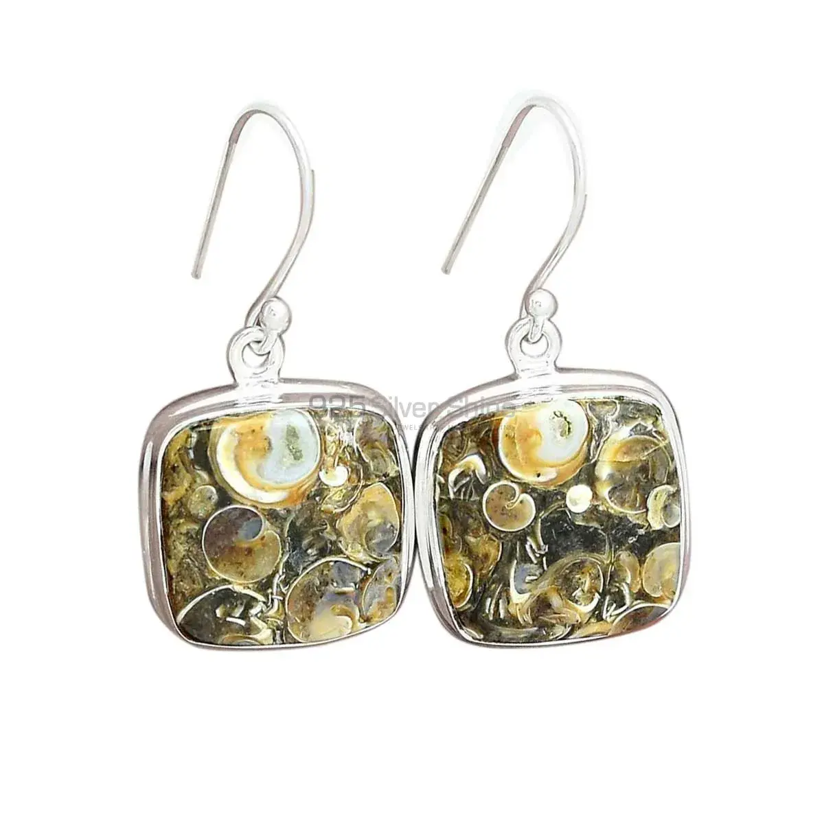 925 Sterling Silver Earrings In Natural Turtella Jasper Gemstone 925SE2594_9