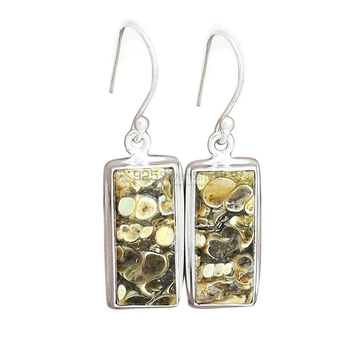 925 Sterling Silver Earrings In Natural Turtella Jasper Gemstone 925SE2594_10