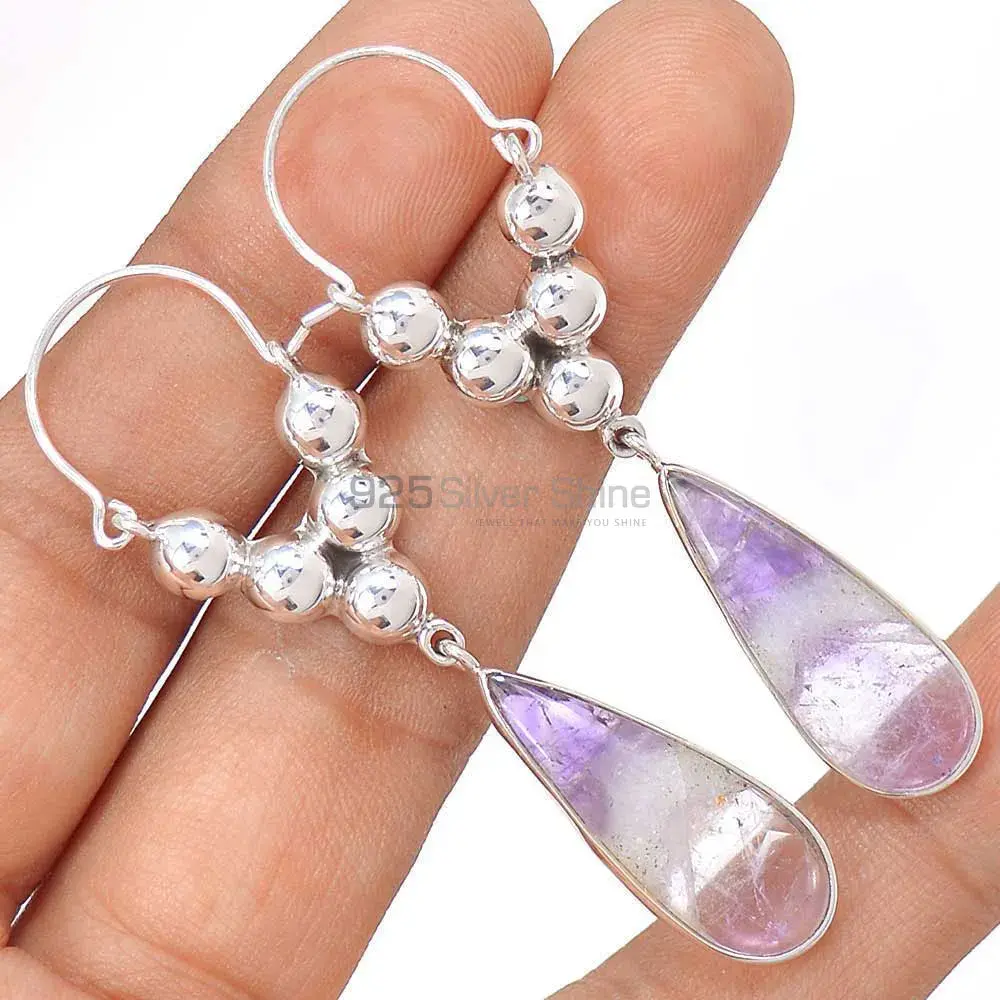 925 Sterling Silver Earrings In Semi Precious Fluorite Gemstone 925SE3071_1