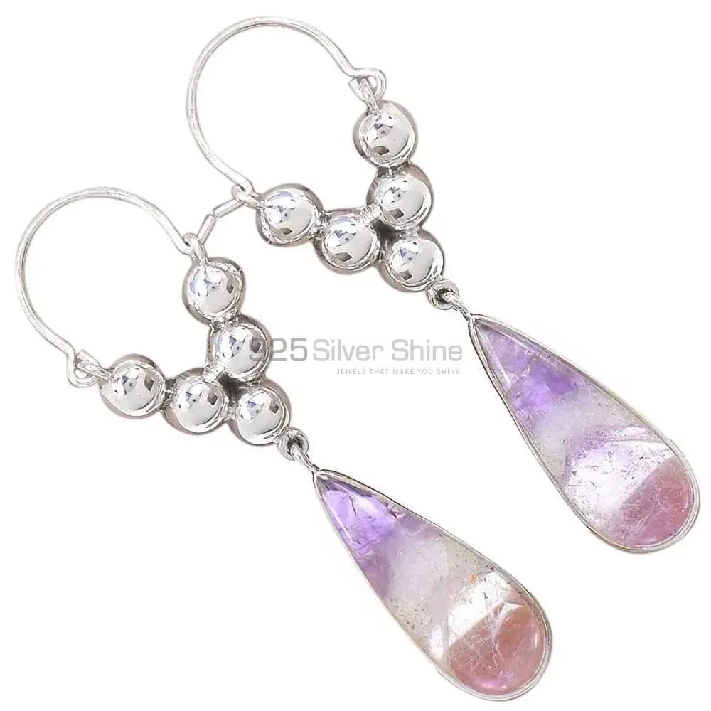 925 Sterling Silver Earrings In Semi Precious Fluorite Gemstone 925SE3071_2