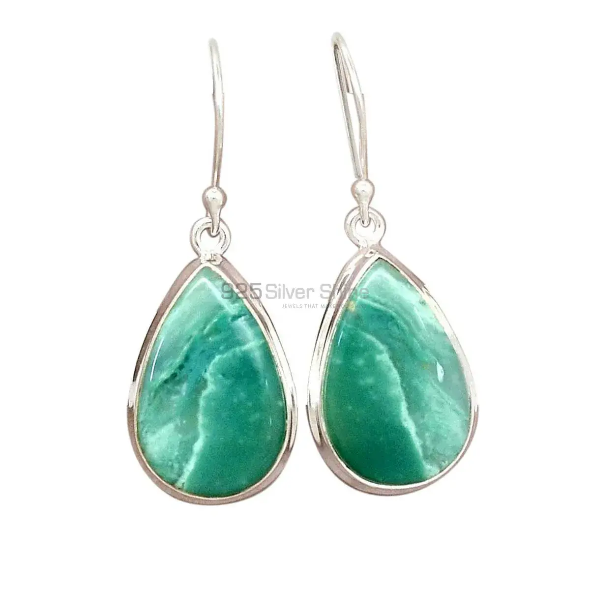 925 Sterling Silver Earrings In Semi Precious Chrysoprase Gemstone 925SE2279