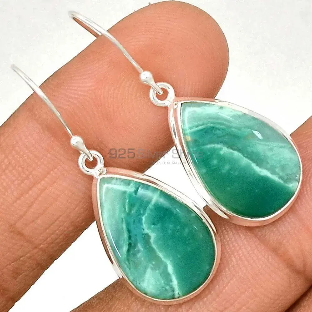 925 Sterling Silver Earrings In Semi Precious Chrysoprase Gemstone 925SE2279_1