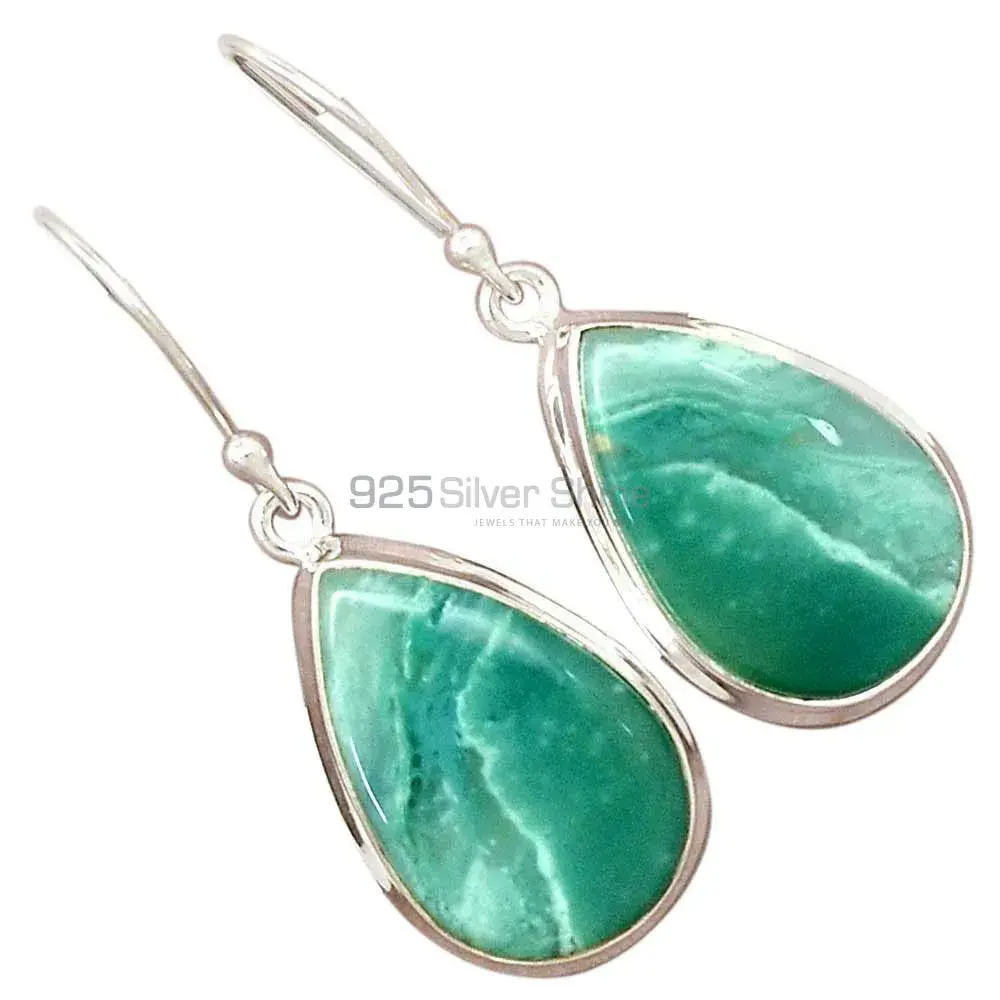925 Sterling Silver Earrings In Semi Precious Chrysoprase Gemstone 925SE2279_2