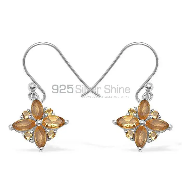 925 Sterling Silver Earrings In Semi Precious Citrine Gemstone 925SE1038