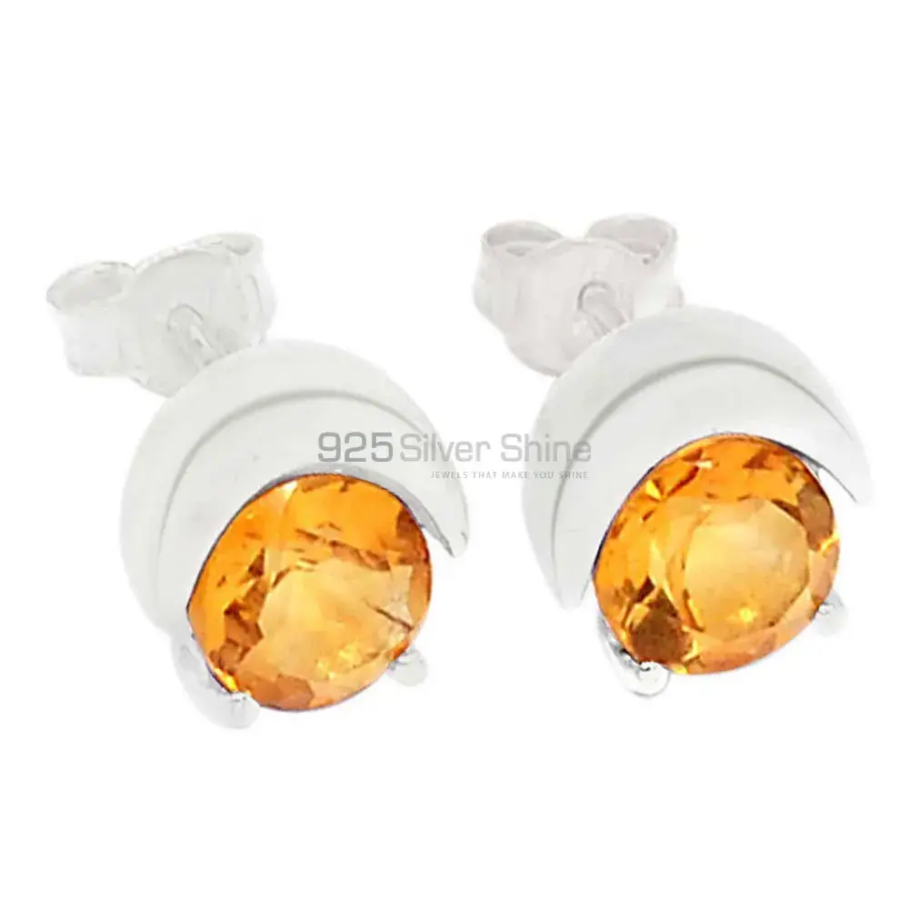 925 Sterling Silver Earrings Exporters In Semi Precious Citrine Gemstone 925SE327