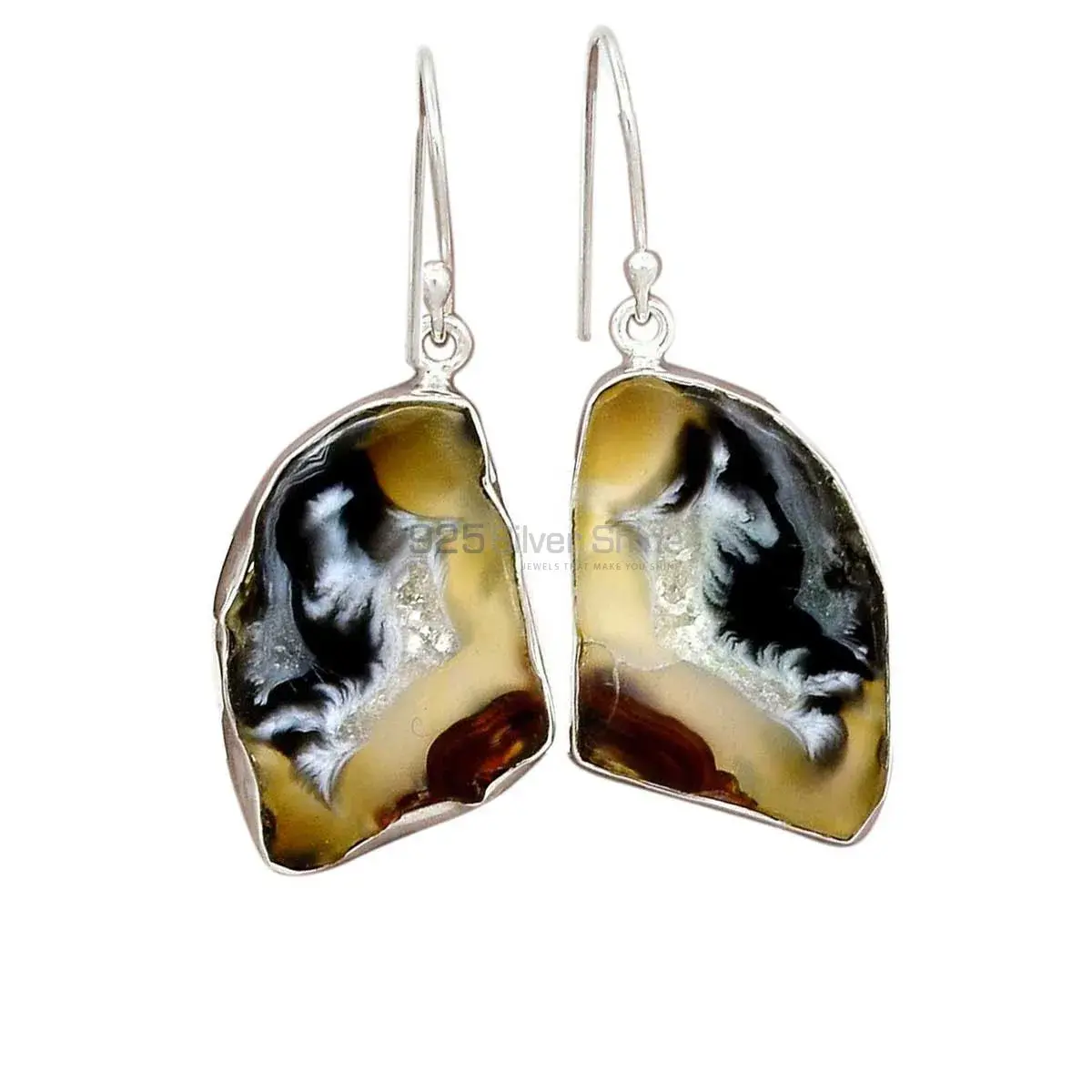 925 Sterling Silver Earrings In Semi Precious Geode Druzy Gemstone 925SE2200