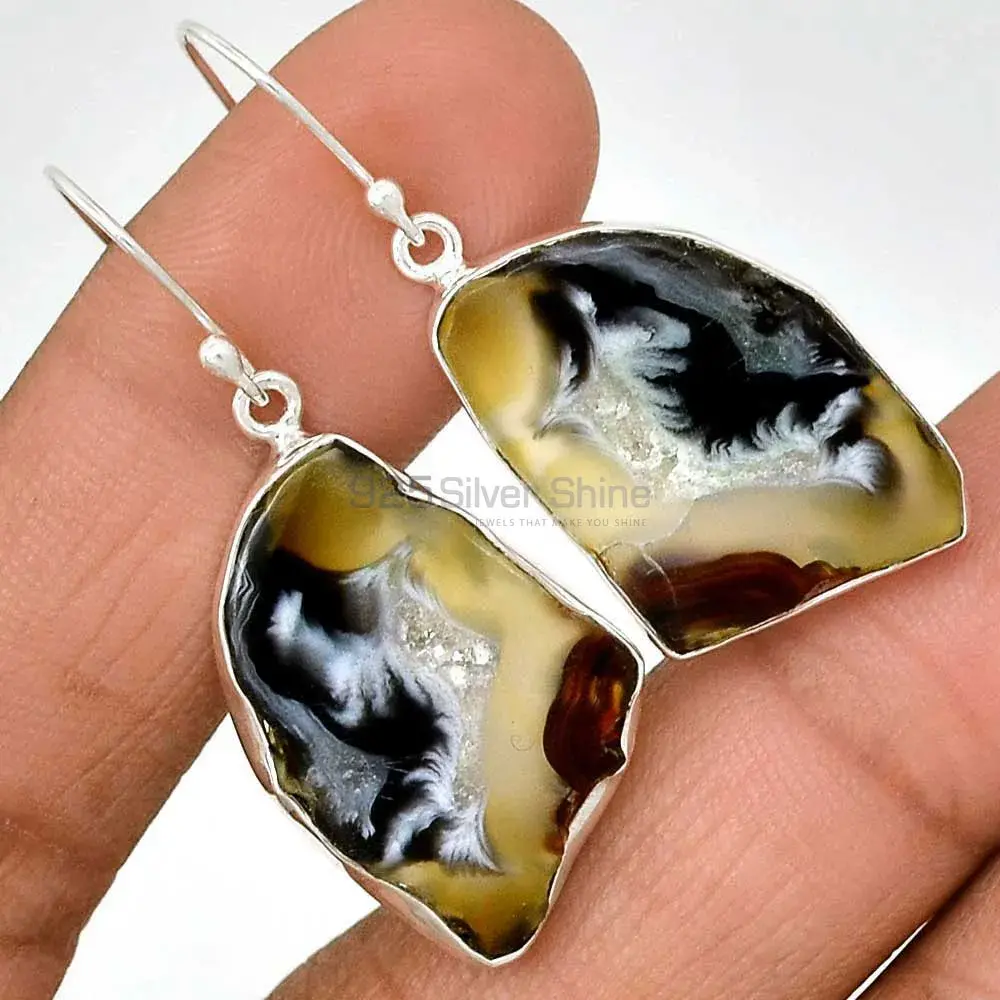 925 Sterling Silver Earrings In Semi Precious Geode Druzy Gemstone 925SE2200_1