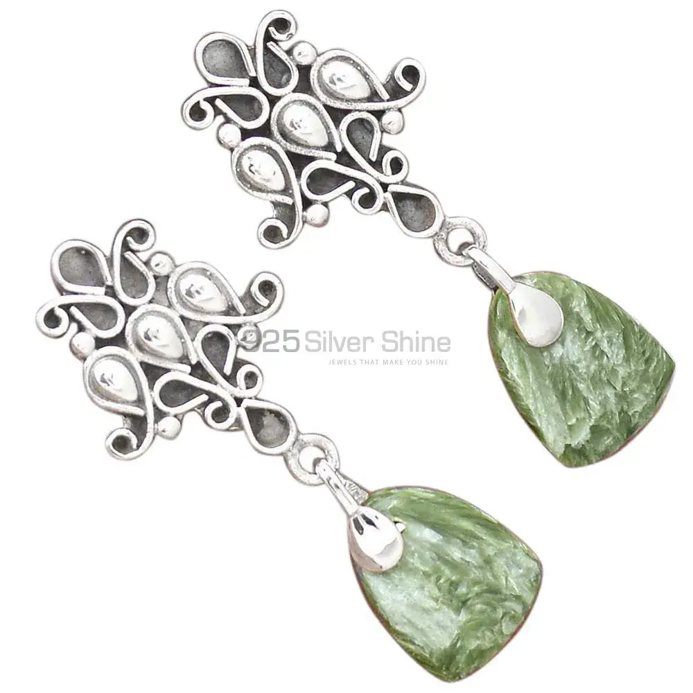925 Sterling Silver Earrings Exporters In Semi Precious Seraphinite Gemstone 925SE2042_1