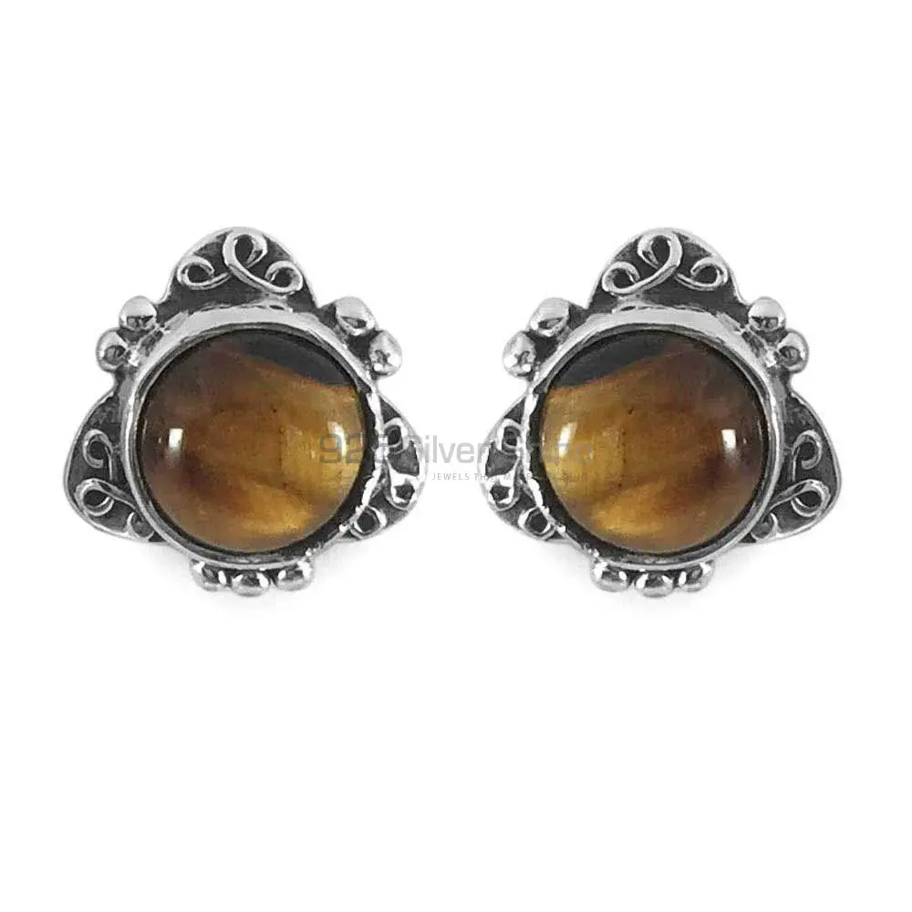 925 Sterling Silver Earrings Exporters In Semi Precious Tiger's Eye Gemstone 925SE1345