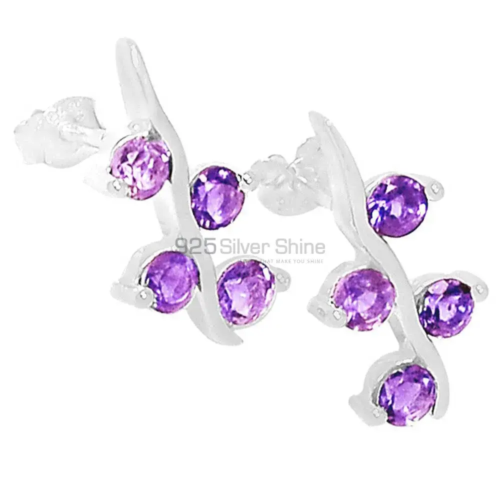 925 Sterling Silver Earrings In Genuine Amethyst Gemstone 925SE617