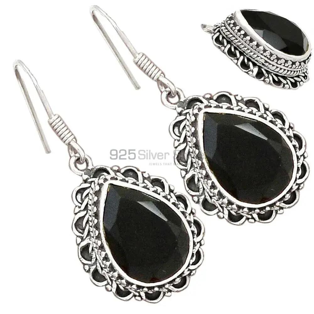 925 Sterling Silver Earrings In Genuine Black Onyx Gemstone 925SE2716