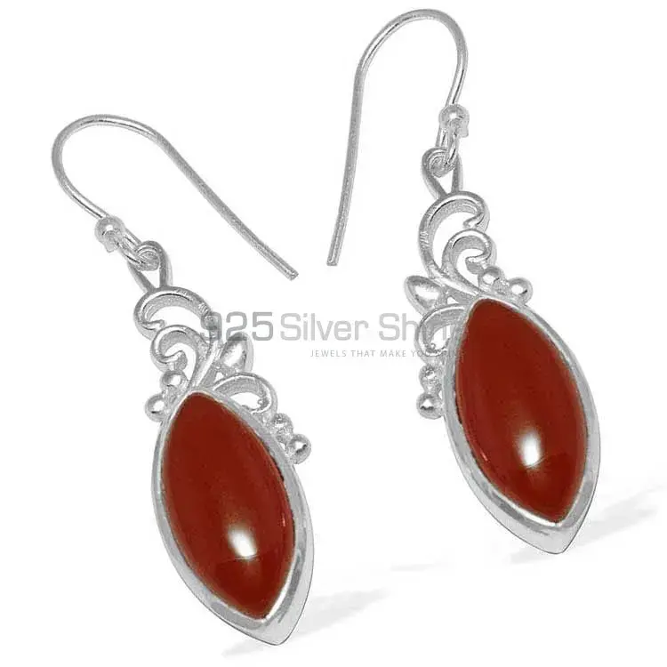 925 Sterling Silver Earrings In Genuine Carnelian Gemstone 925SE854_0