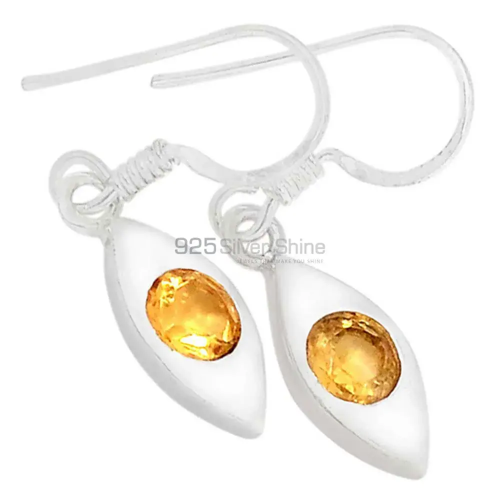 925 Sterling Silver Earrings In Genuine Citrine Gemstone 925SE459